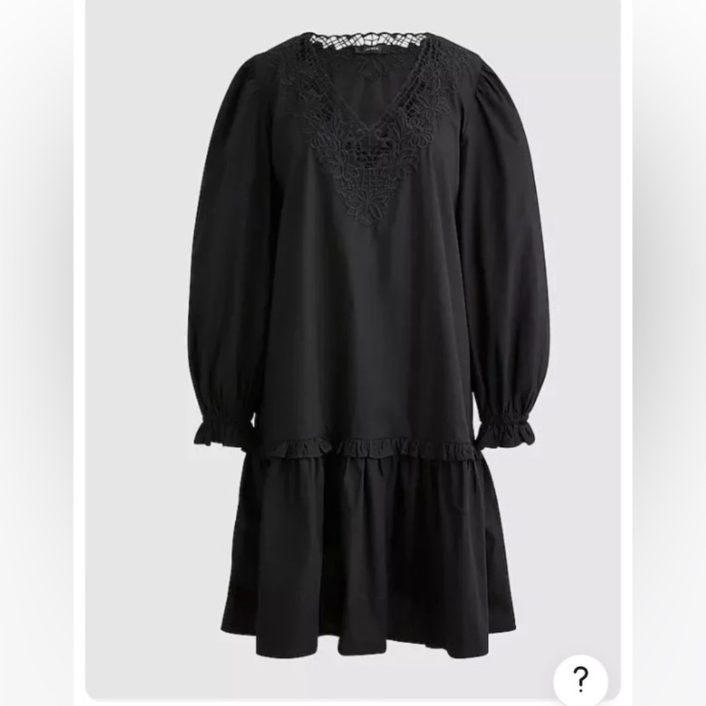 NWT JCrew women’s v-neck eyelet trim dress. Black. style BK971